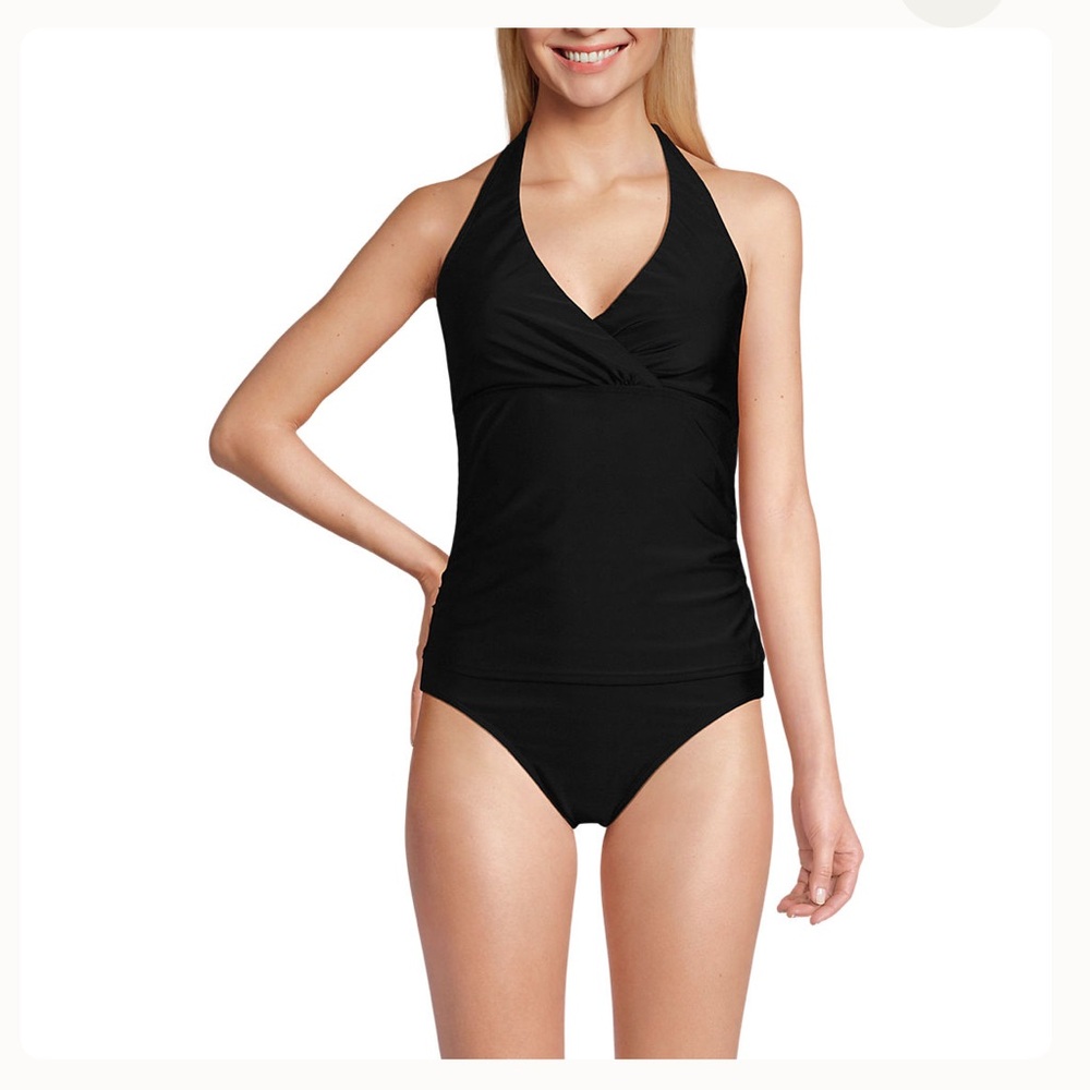 Women's Surplice Halter Tankini Top & High Leg High Waisted Bottoms 2 Piece Set